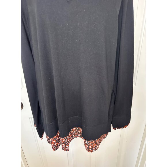 NWT Investments Womens Black Floral Layered-Look Sweater Top Size 2X With Collar - Picture 5 of 10